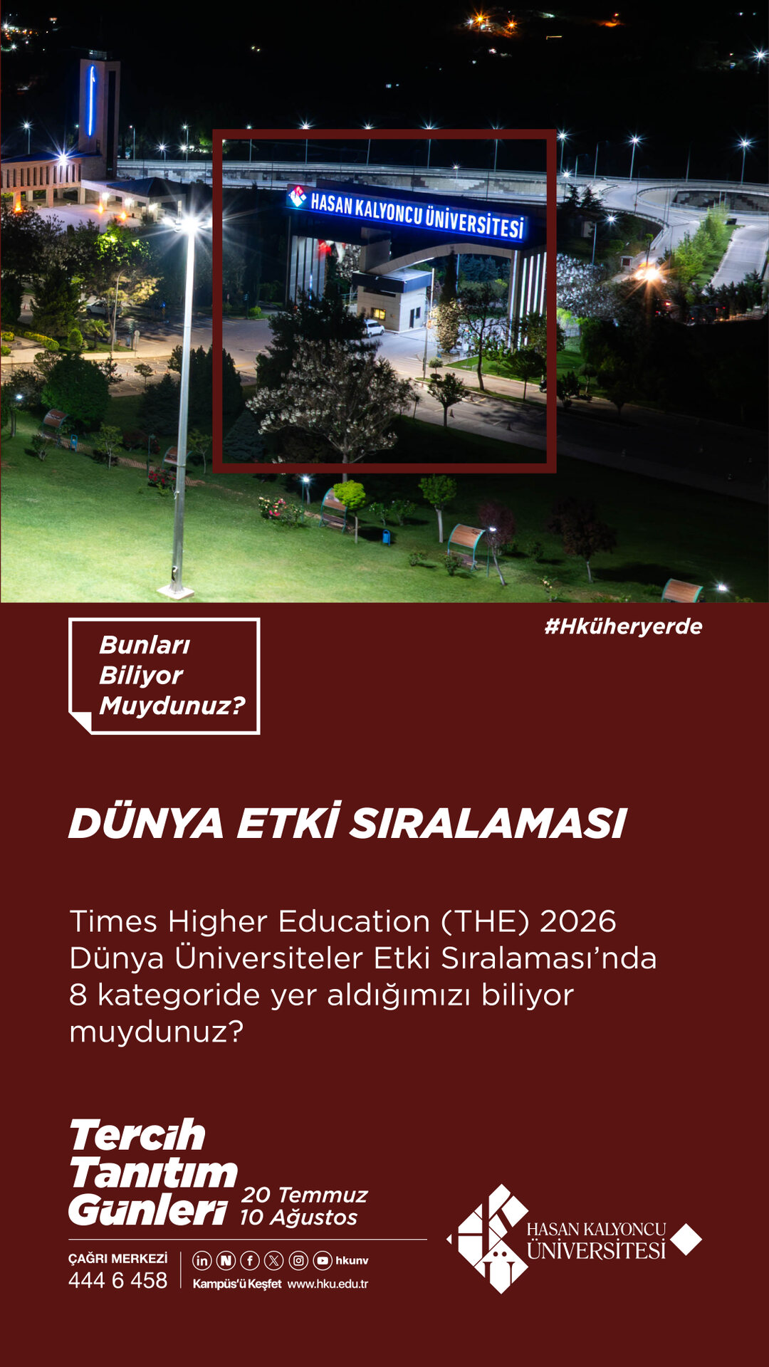 Dünya Etki Sıralaması. Times Higher Education (THE) 2026 Dünya Üniversiteler Etki Sıralaması'nda 8 kategoride yer aldığımızı biliyor muydunuz?