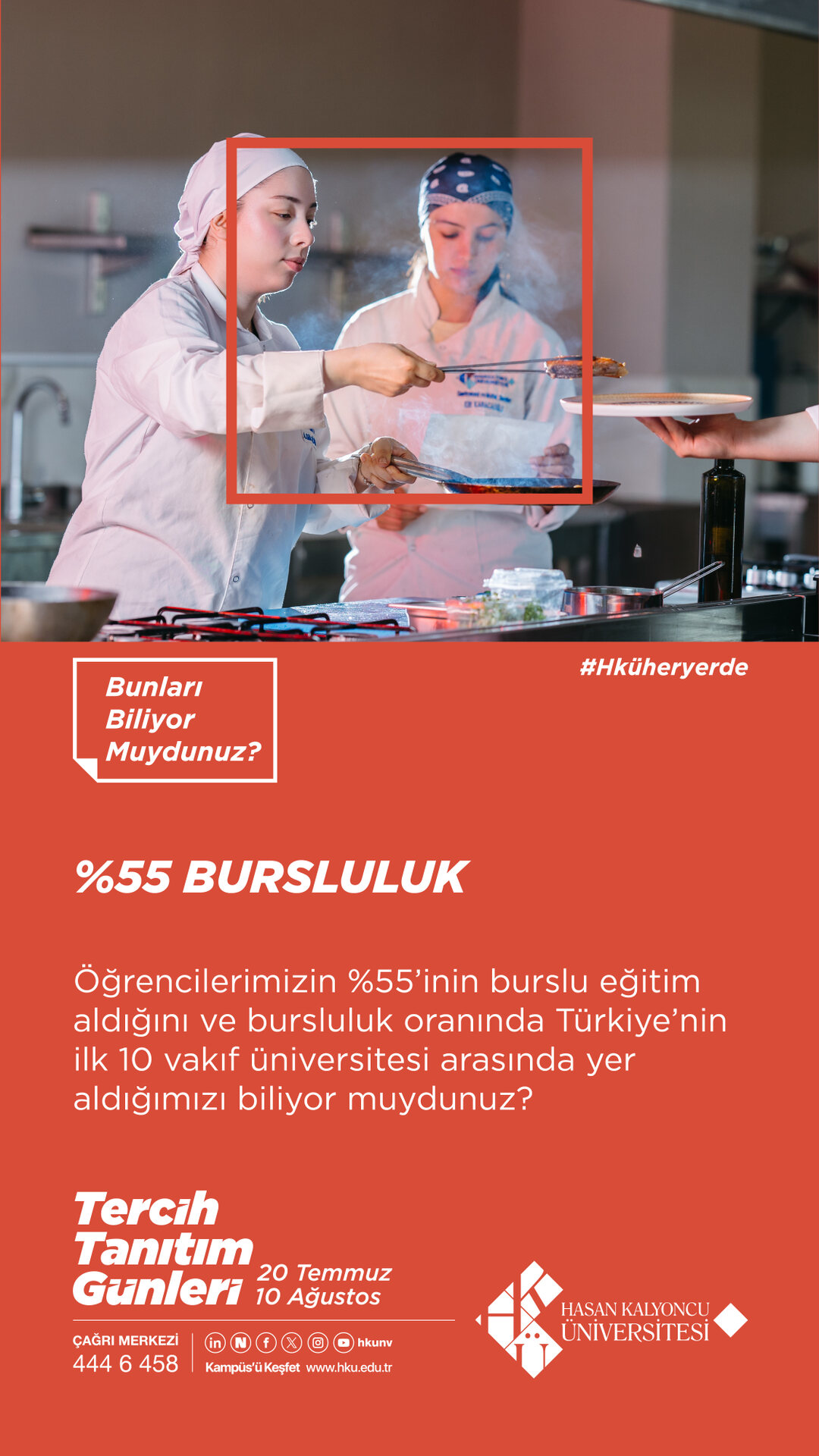 Yüzde 55 Bursluluk. Öğrencilerimizin yüzde 55'inin burslu eğitim aldığını ve bursluluk oranında Türkiye'nin ilk 10 vakıf üniversitesi arasında yer aldığımızı biliyor muydunuz?