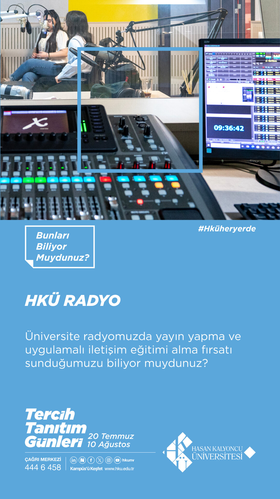 HKÜ Radyo. Üniversite radyomuzda yayın yapma ve uygulamalı iletişim eğitimi alma fırsatı sunduğumuzu biliyor muydunuz?